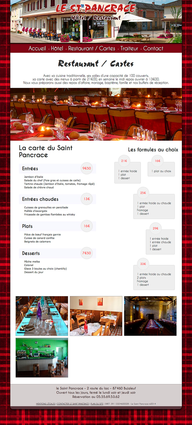 Le St Pancrace Hotel Restaurant Cartes